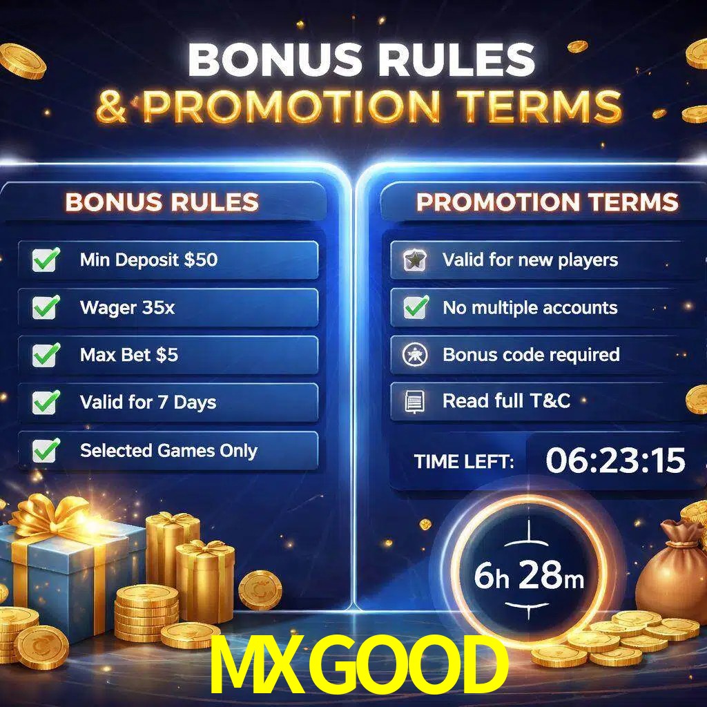 Reglas de promoción MXGOOD y condiciones de bonos explicadas visualmente